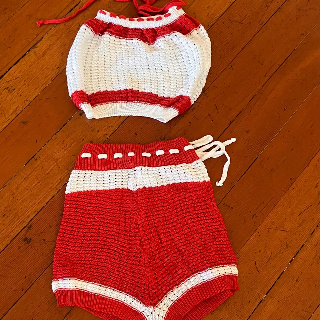 SHEIN Red and White Knit Two-Piece Set - Image 5