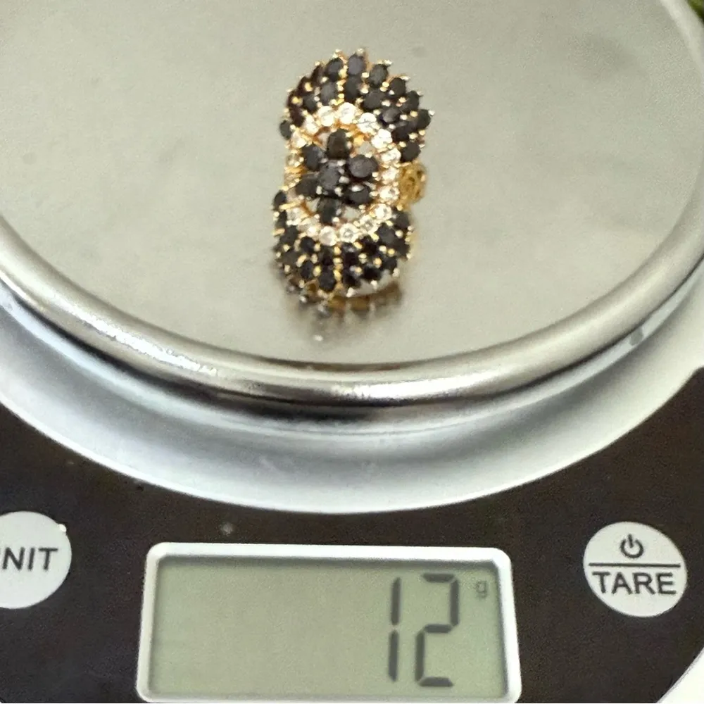 Vintage Unsigned Black & Clear CZ Crystal Pave Gold - Image 15