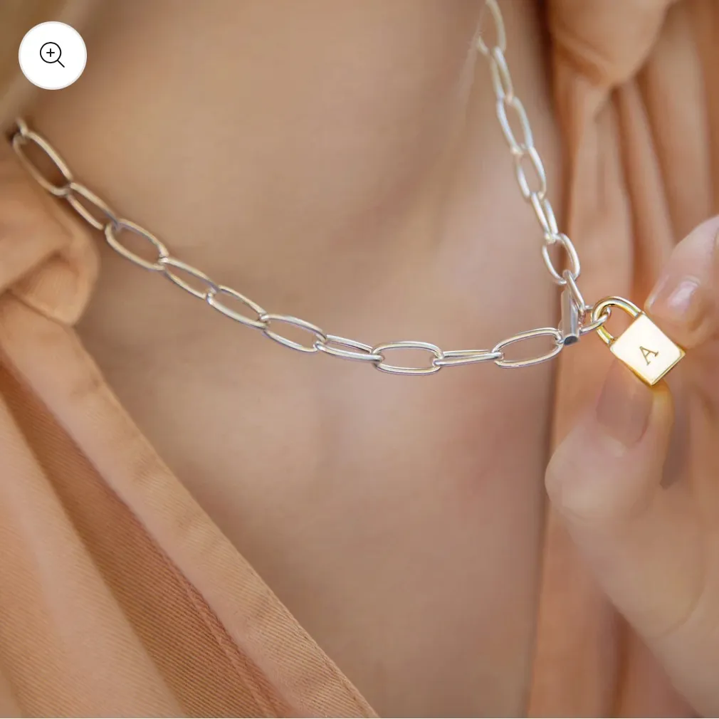 Soremi Jewlery Solid Silver and Gold Engraved “K” Necklace - Image 4