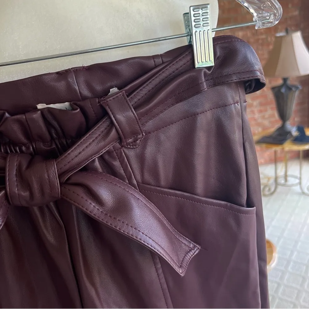 Bishop + Young Harper Plum Paperbag Faux Leather Pants NWT XS - Image 7