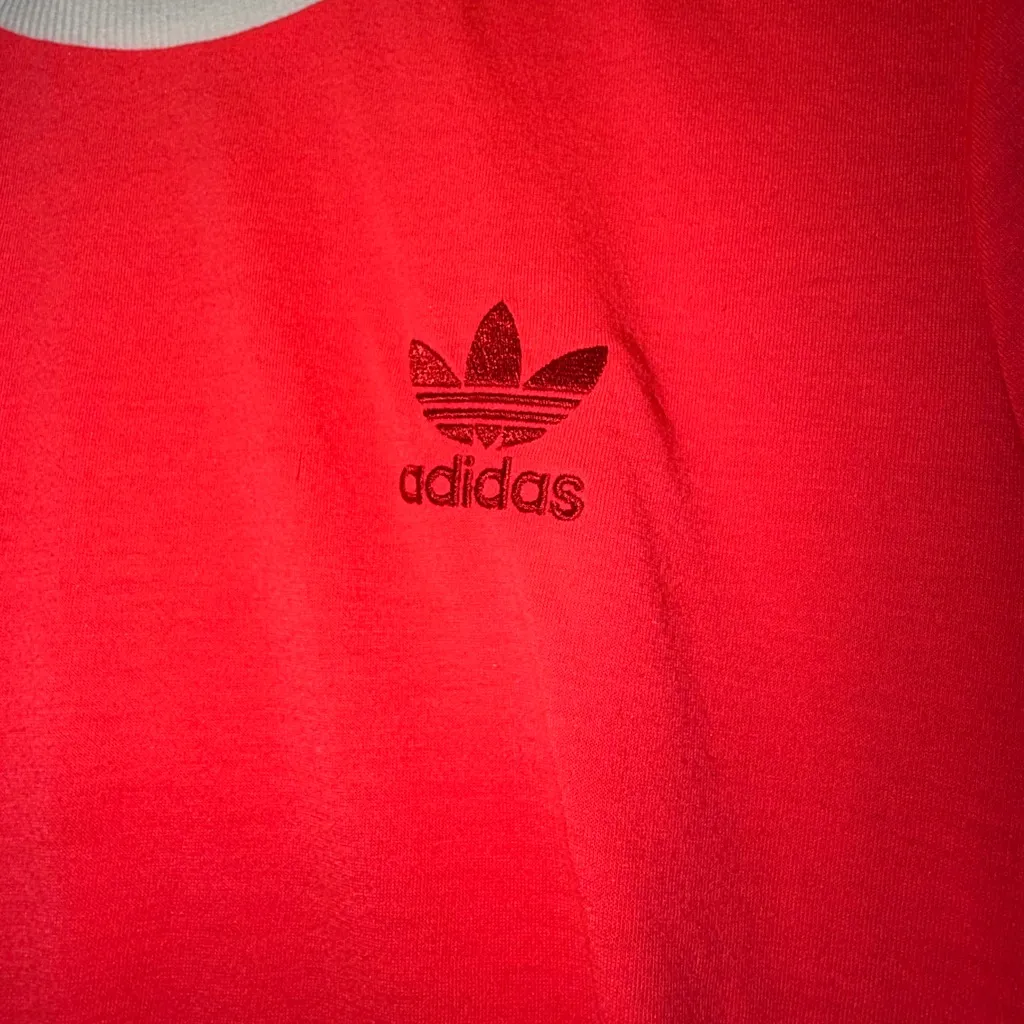 adidas Bold Red Tee with White Accents - Image 4