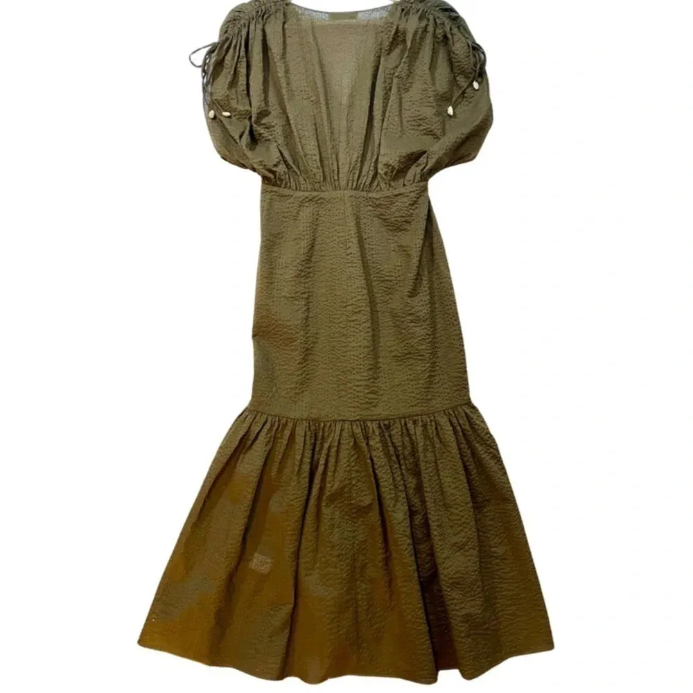 NWOT MARYSIA Resort Monterey Seersucker Midi Dress Brown Size M - Image 6