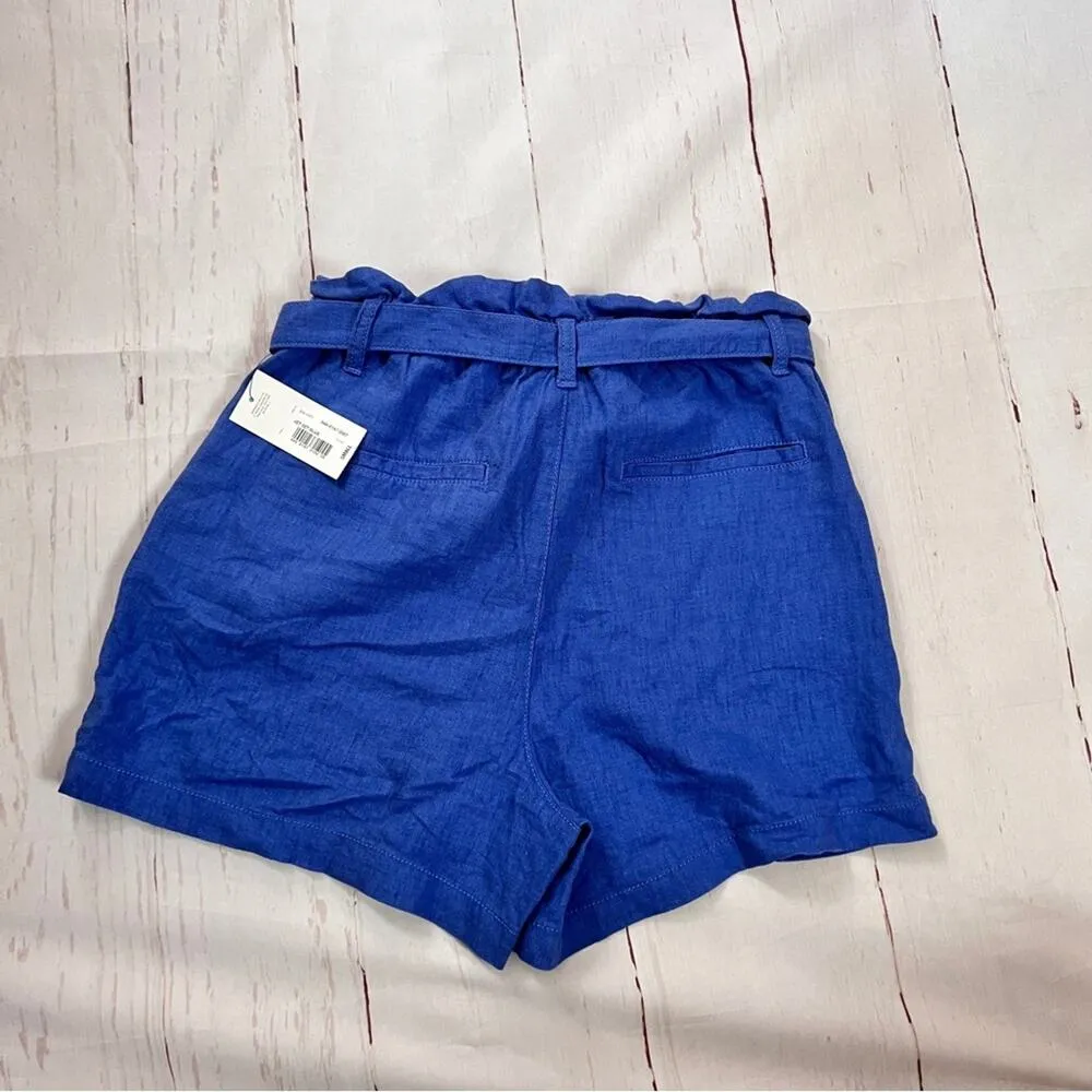 A.n.a Women’s High Waisted  Paperbag Jet Set Blue Tie Waist Shorts Sz S - Image 4