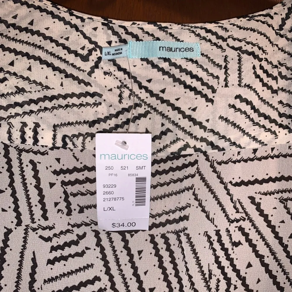 Maurices Sheer Geometric Sleeveless Duster Vest Swim Cover Shrug Lace Trim L/XL - Image 4