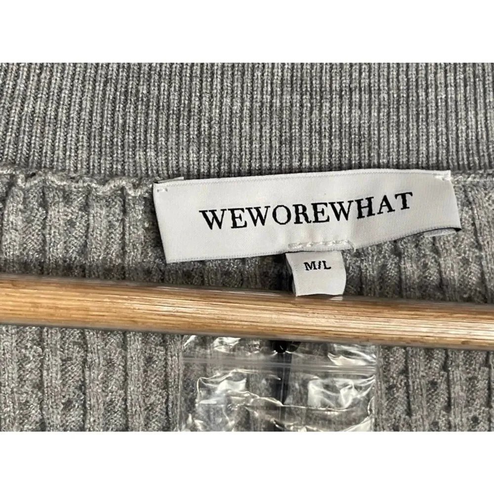 NEW WeWoreWhat Women's Size Large Gray Varsity Cardigan Sweater - Image 7