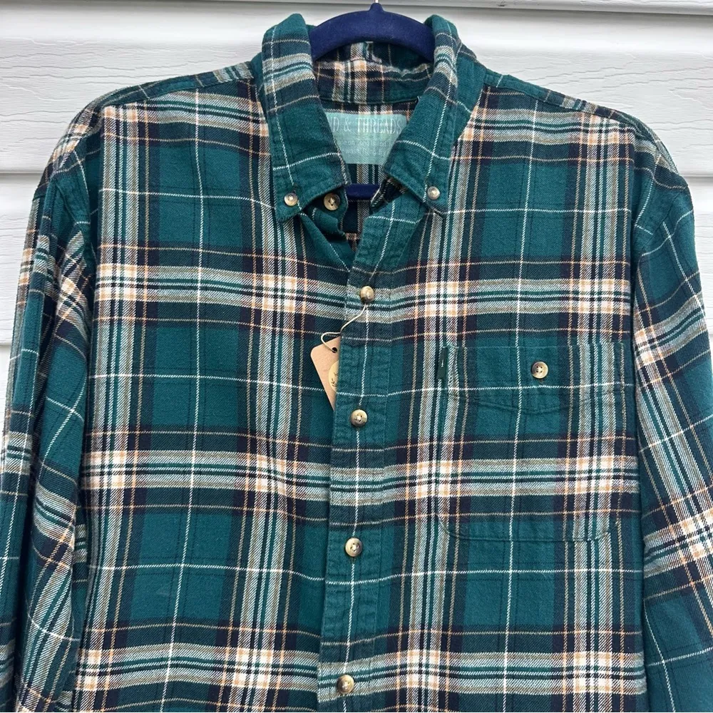 Plaid Shirt with Mickey Mouse Starry Night Design Green Size L - Image 9