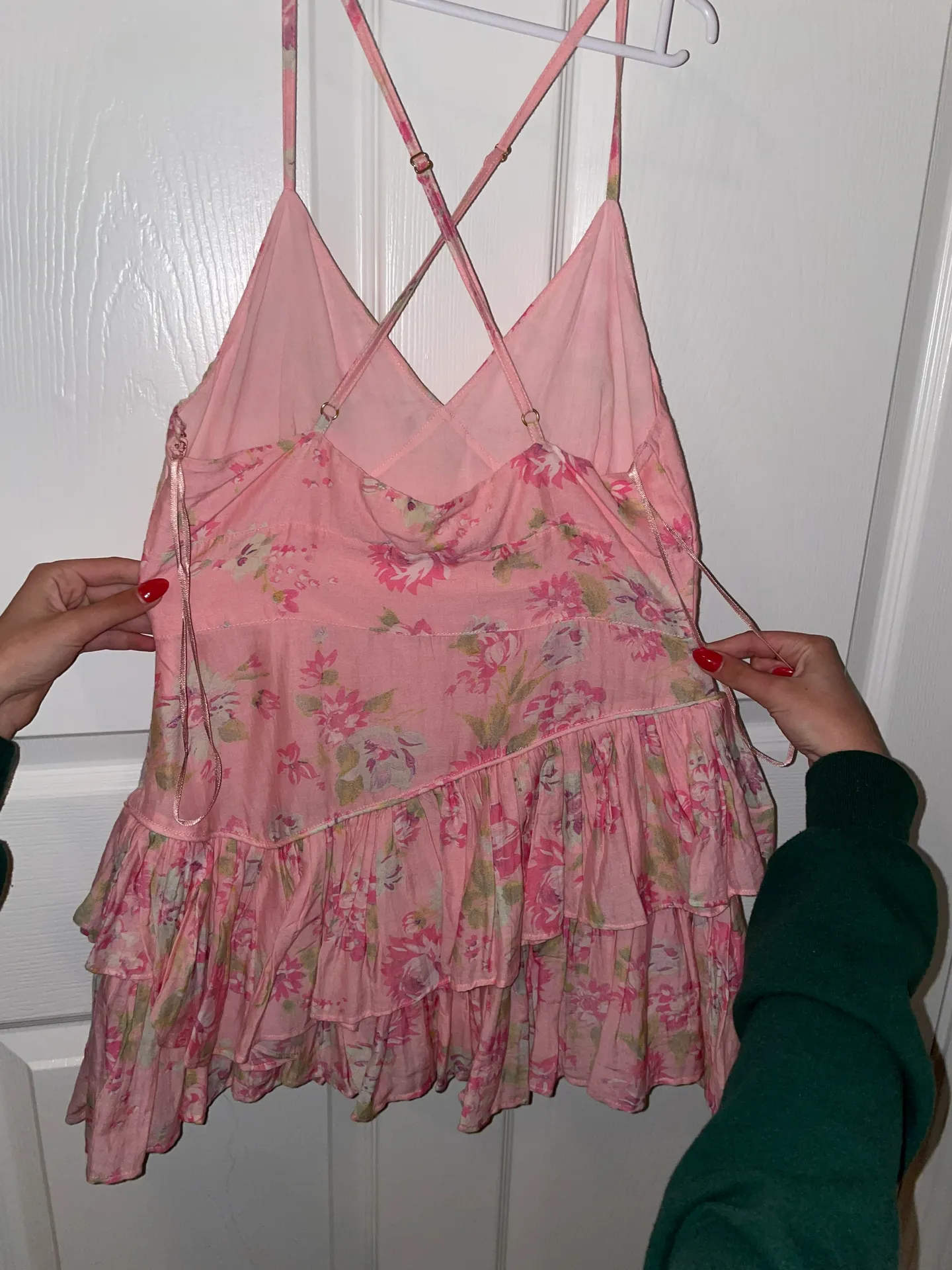 Love Shack Fancy Pink Floral Mini Dress - Image 4