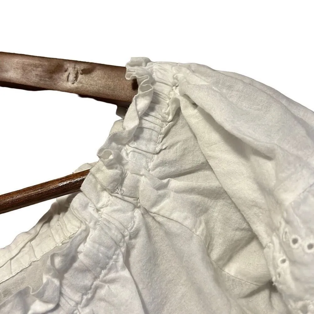 Iris White Eyelet Off Shoulder Top Ruffle Short‎ Sleeve Blouse - Image 2