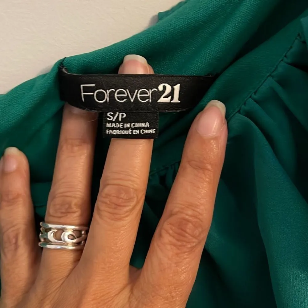 Forever‎ 21 One Shoulder Dress Ruffle Size Small Green - Image 4