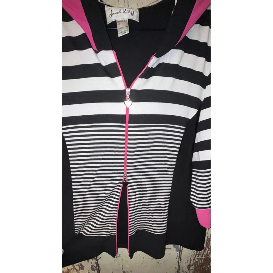 Joseph Ribkoff striped zip up hoodie, size XS Small, vintage - Image 4