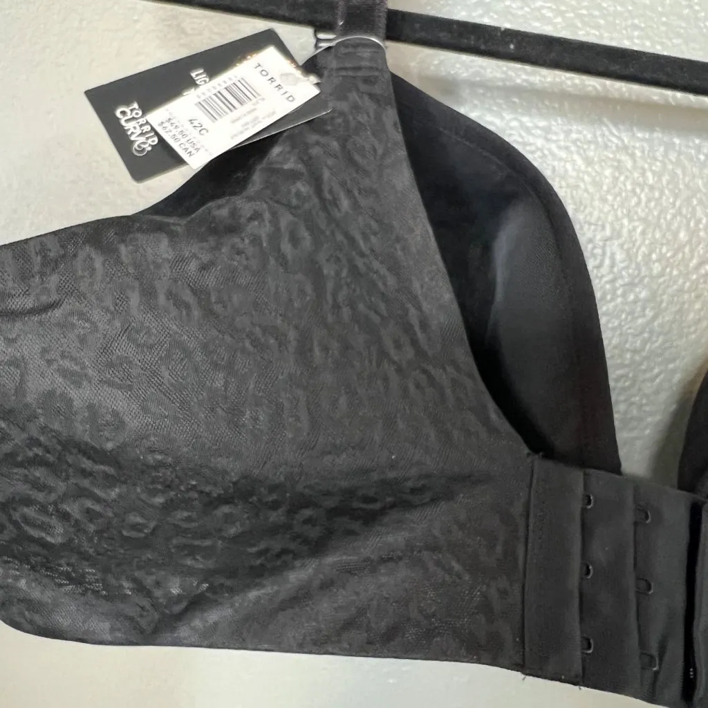 Torrid Curve Lightly Lined T-Shirt Bra Size 42C‎ Black Leopard Underwire NWT - Image 8