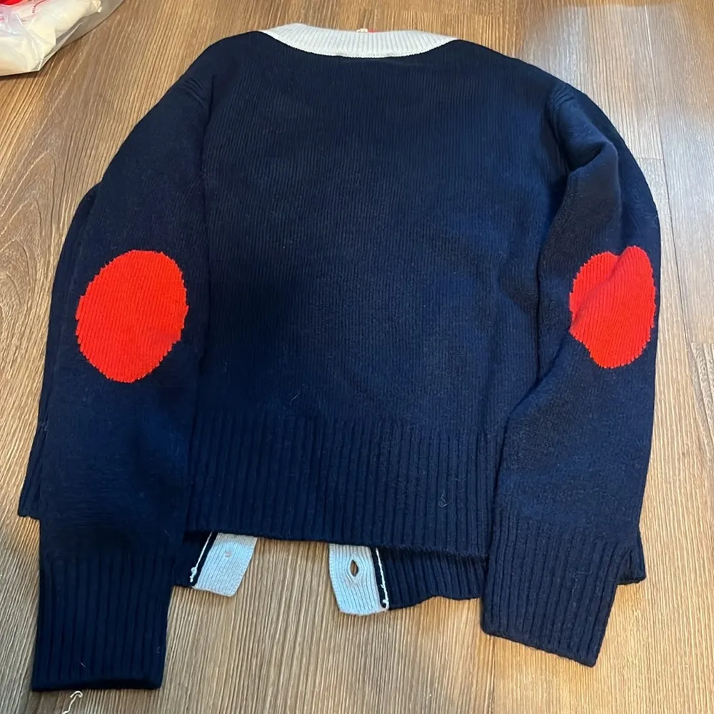 NWT Solid and Striped Kate Cardigan in Midnight Multi in wool and cashmere - Image 5