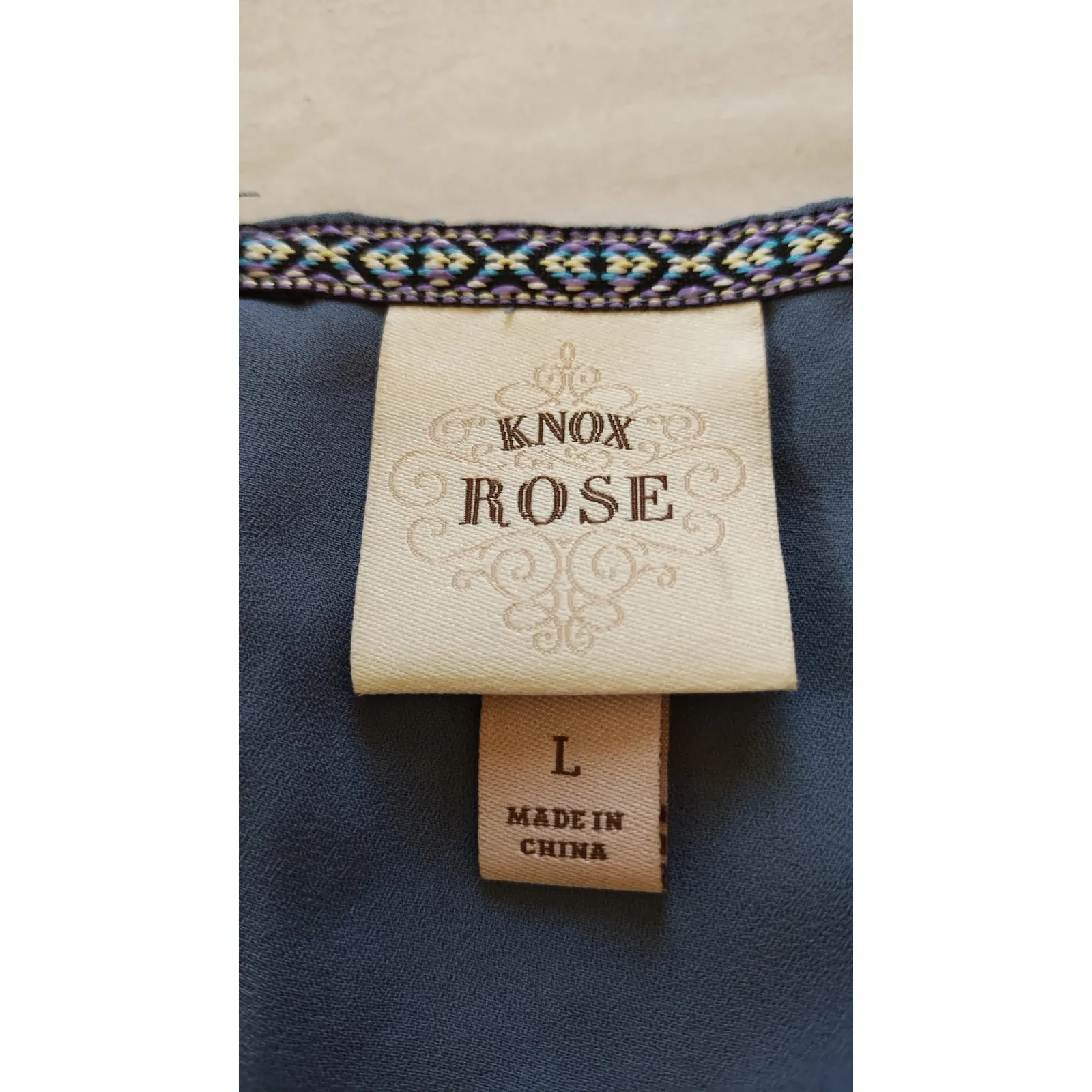 Knox Rose Womens Gray Eyelet Dress V Neck Flutter Sleeve Lined  Sz L - Image 6