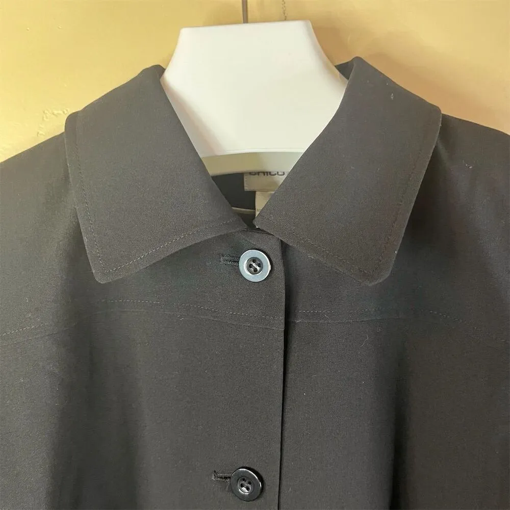 Chico's Women's Black Blazer Size 8 Long Sleeve Blazer‎ Jacket Career Work Wear - Image 2