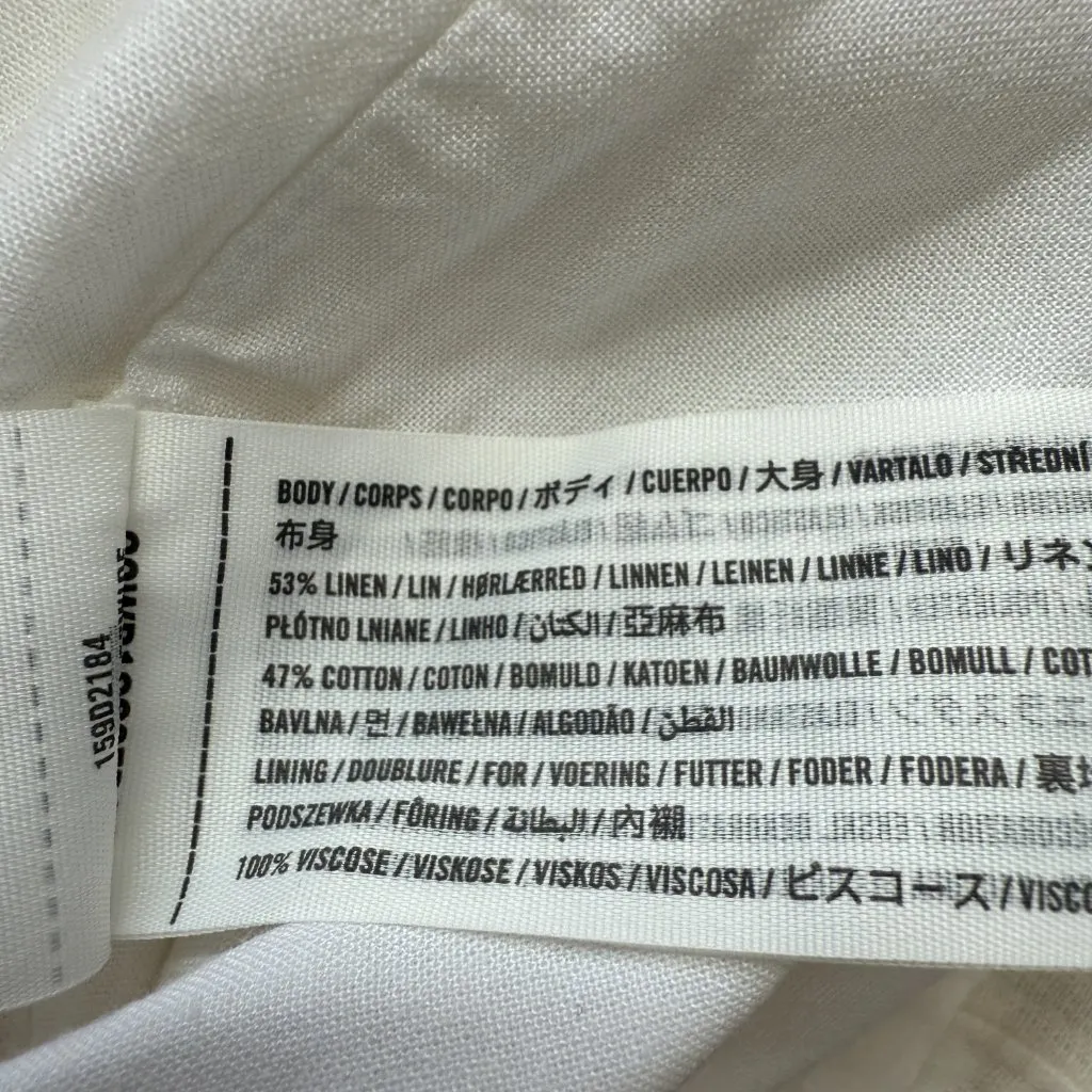 Abercrombie & Fitch Linen Corset Smocked Mini Dress Women's Large White Party - Image 12