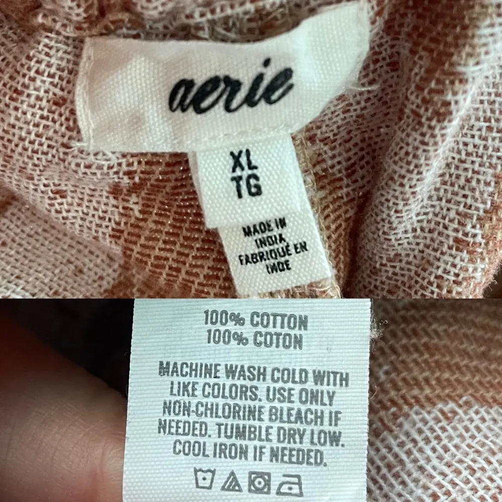 Aerie Womens Shorts Tan White Ikat Southwestern Drawstring Cotton XL - Image 10