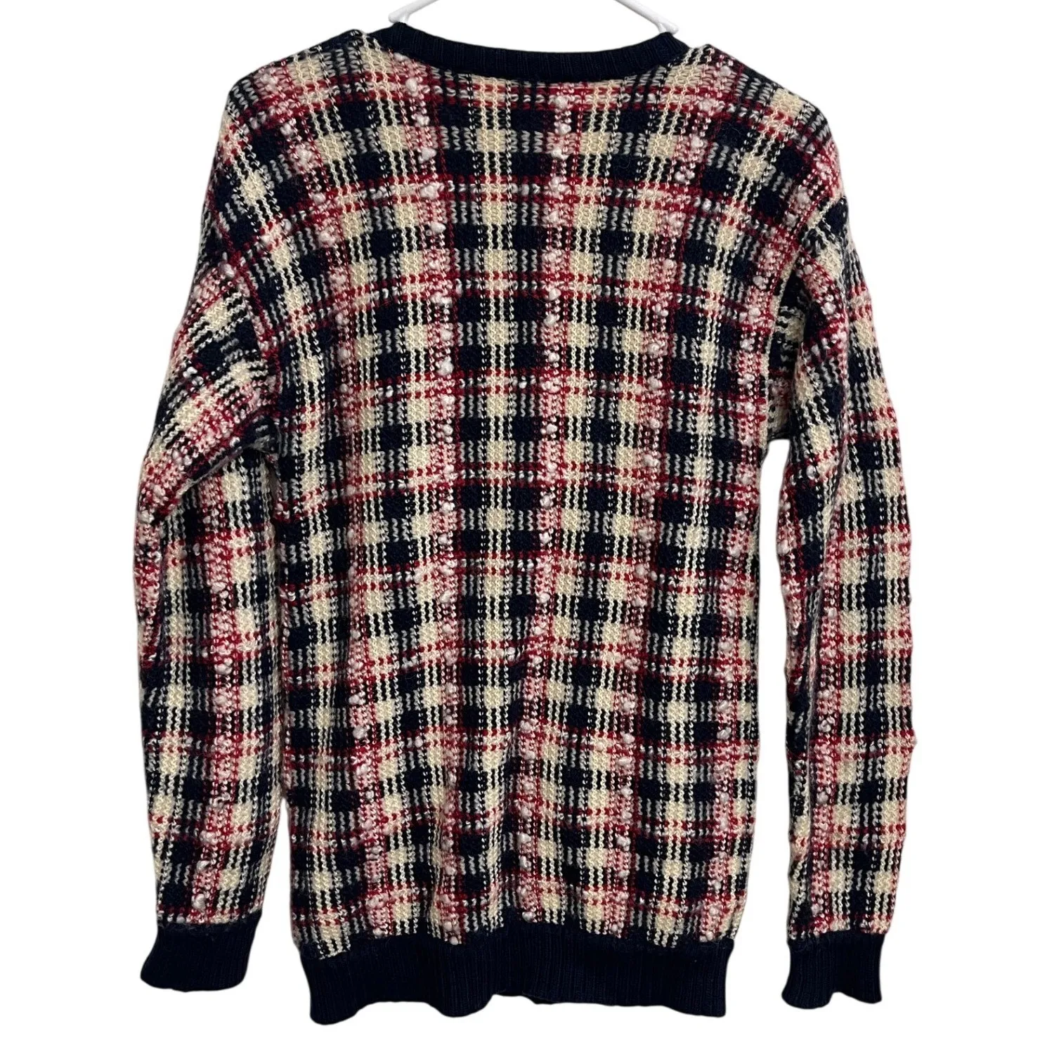 Vintage 80s Pendleton Plaid Wool Blend Cardigan Sweater Womens M Preppy Academia - Image 2