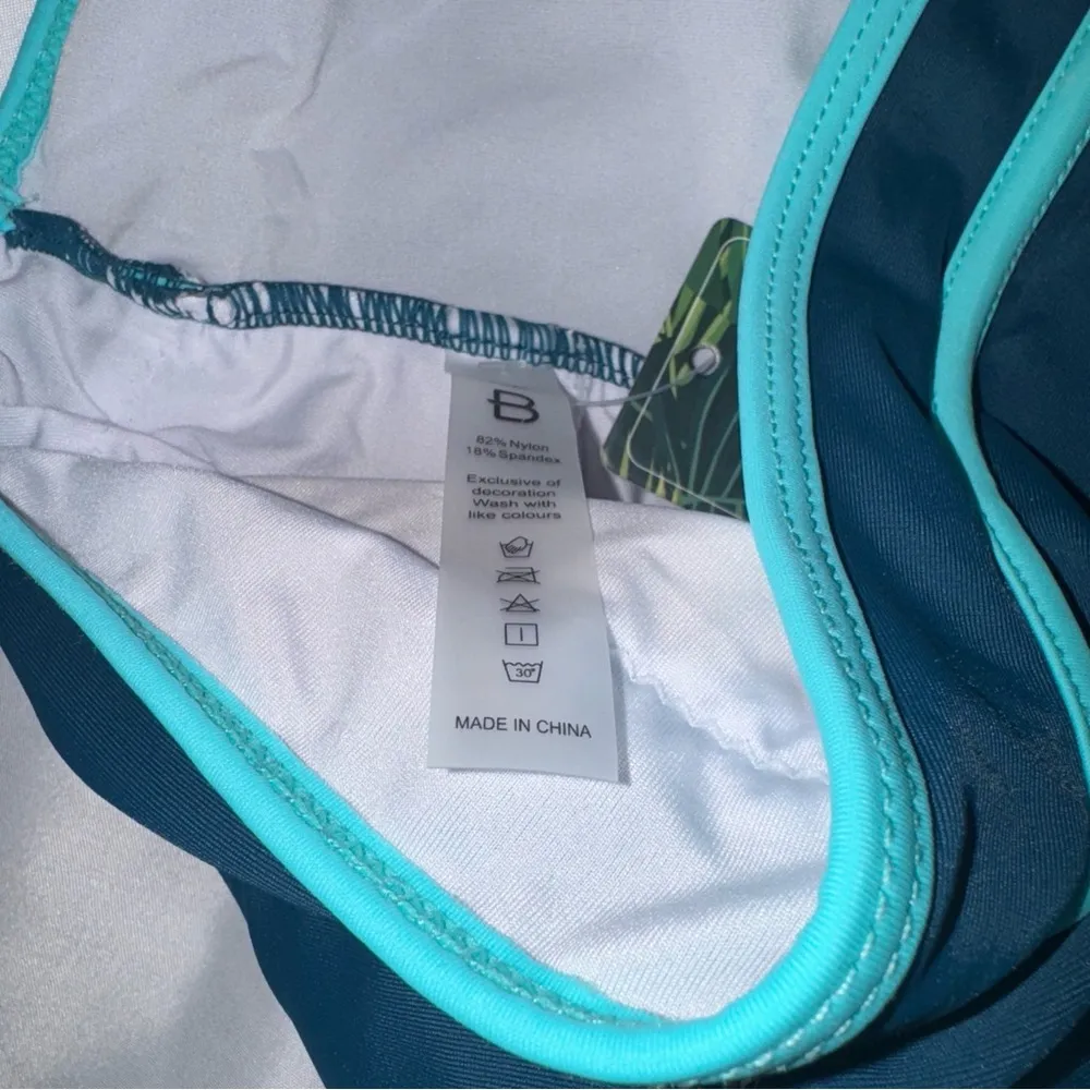 Blooming Jelly 2 piece high rise swimsuit aqua stripe women’s XL - Image 6