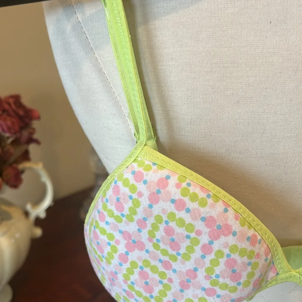 Floral Comfy Padded Bra 30A Green Size undefined - Image 5