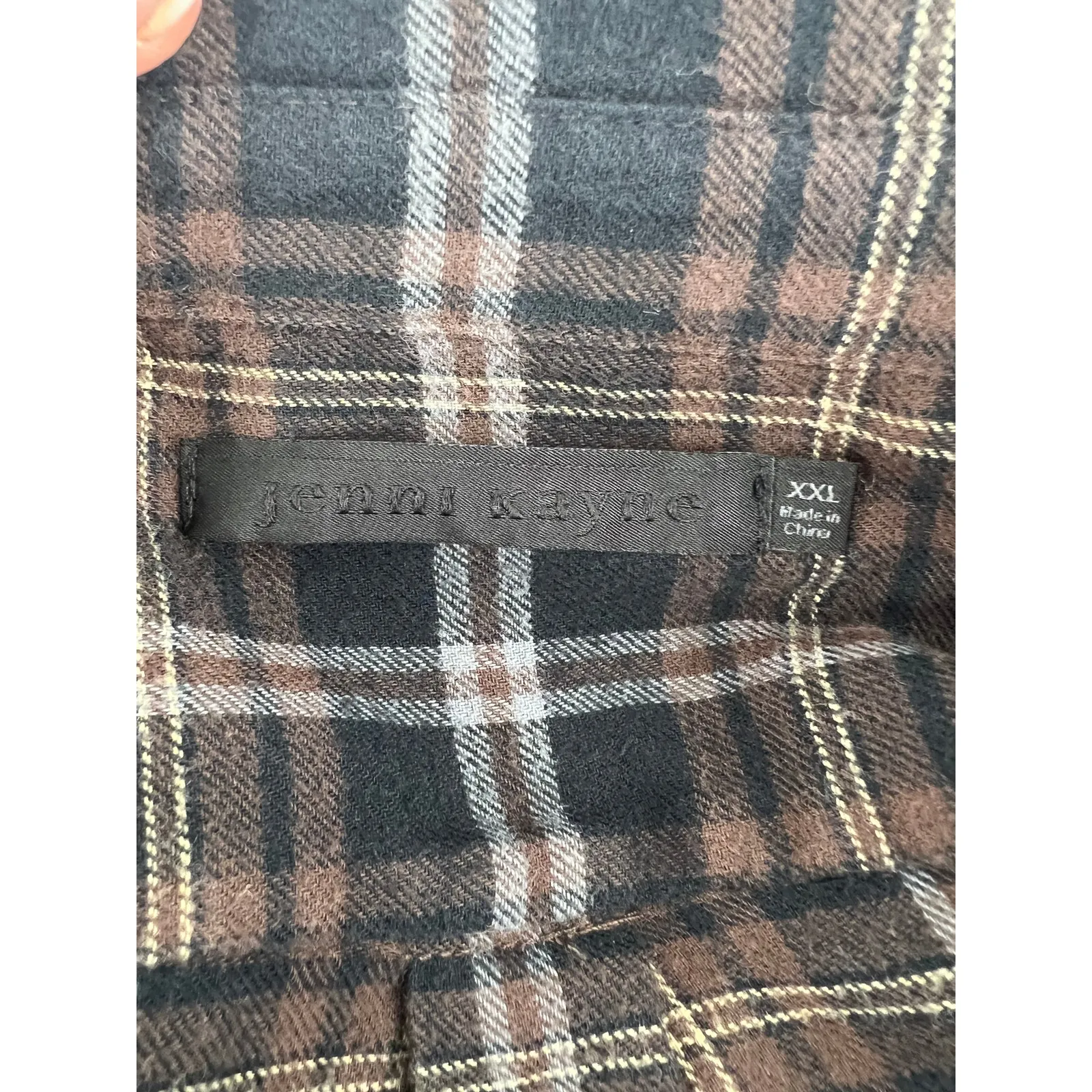 Jenni Kayne Classic Plaid Flannel Shirt Brown and Black Cotton - Image 6