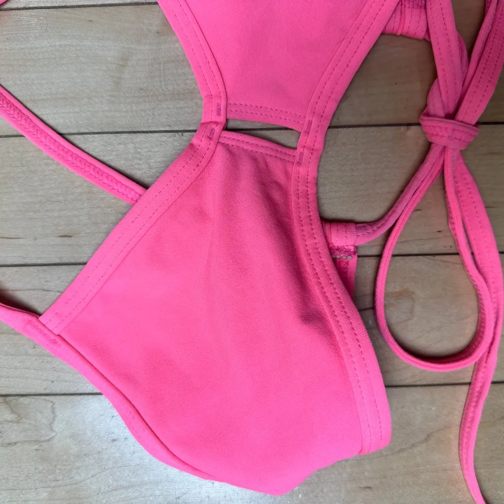 JOLYN Vent Bikini Top Adjustable Straps Neon Hot Pink Size Medium - Image 3