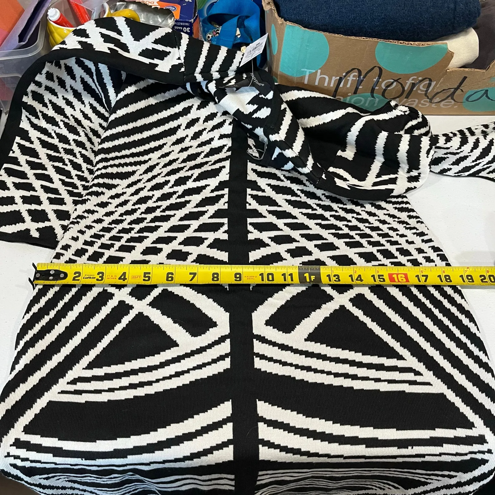 New Ashley Stewart Mirror Black White Knit Midi Bodycon Dress Womens 10W - Image 7