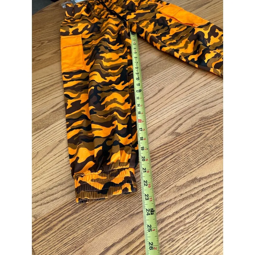 Hera Collections Orange & Brown Camo Cargo Jogger Pants With Pockets - Image 13