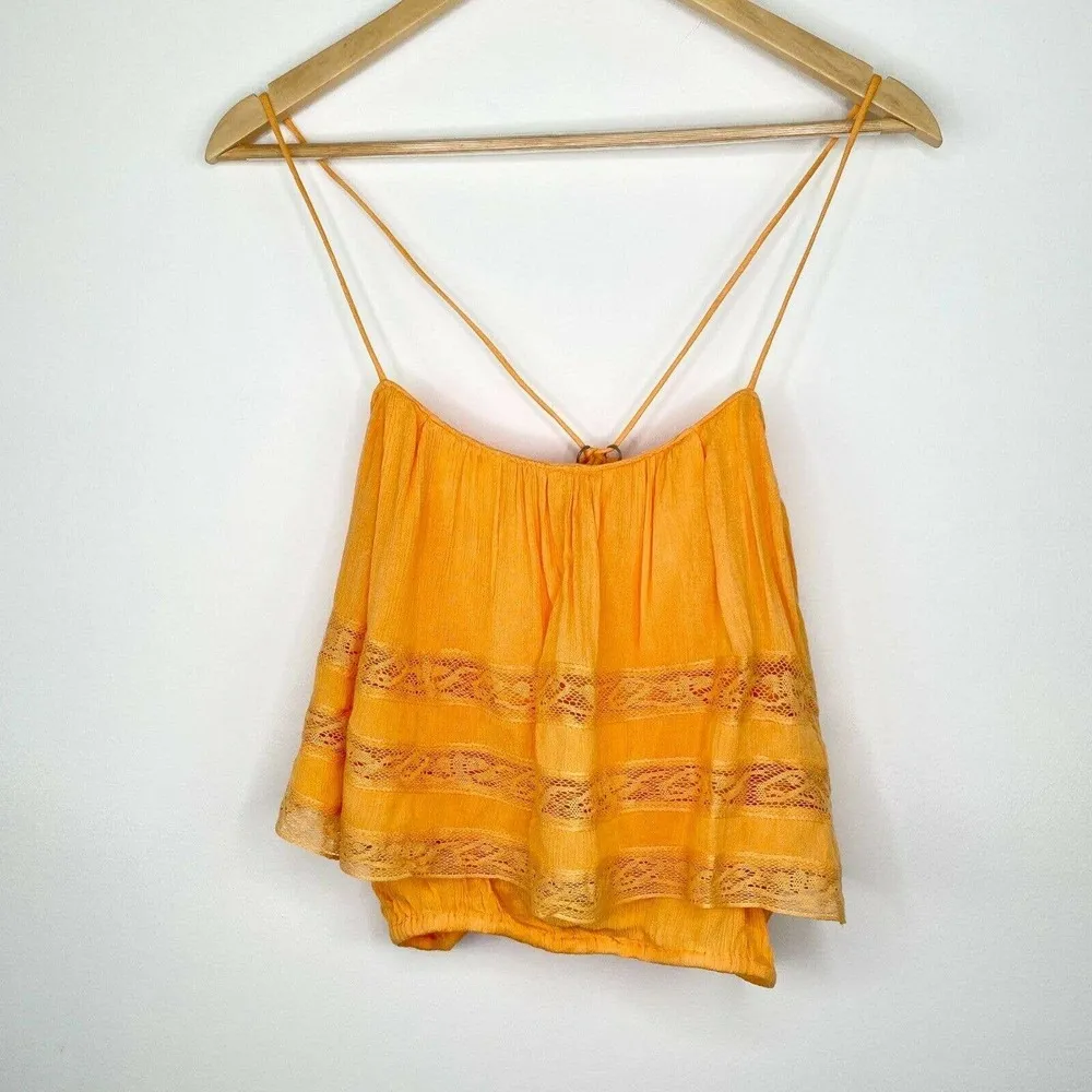 Free People Home Again Tie Back Crop Camisole in Cantaloupe Women’s Size Small - Image 2