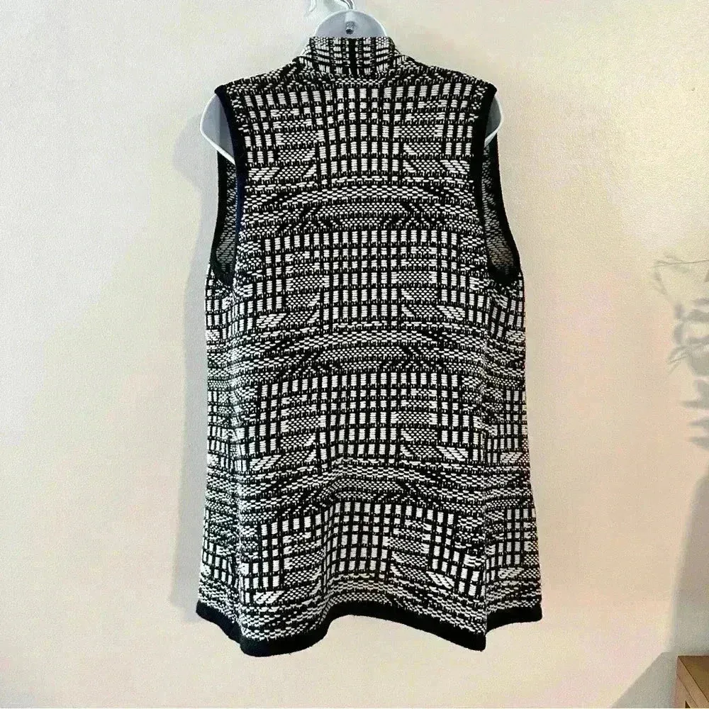 Anthropologie Angel of the North Roenne Cardigan Vest Black White Knit Sz Medium - Image 6