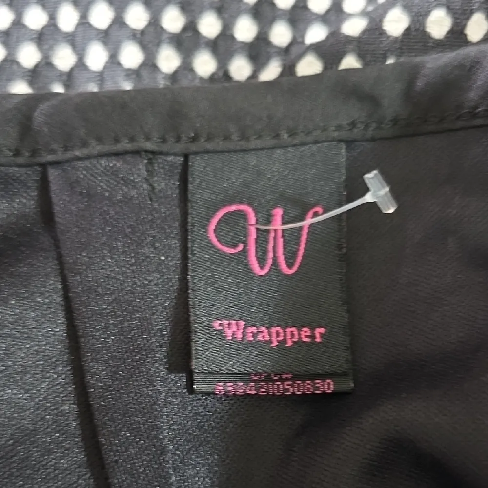 Wrapper Black & White Polka Dot Above the Knee Skirt Lace Hem - Image 7