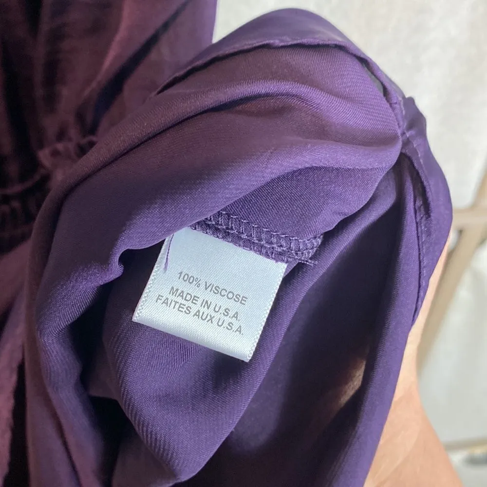 Misa Giada Purple satin ruffle dress off shoulder - Image 8