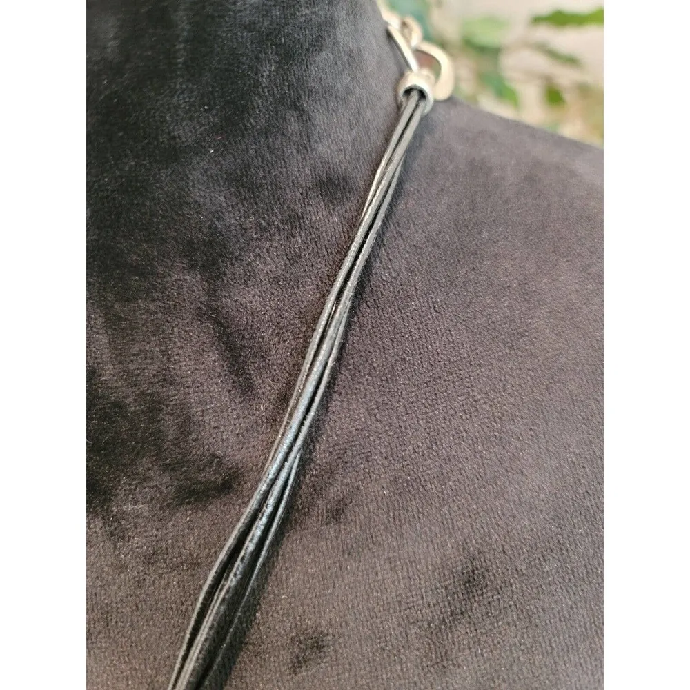 Women Fashion Premier Designs Easy Living Leather Cord with Pendant Silver Tone - Image 2