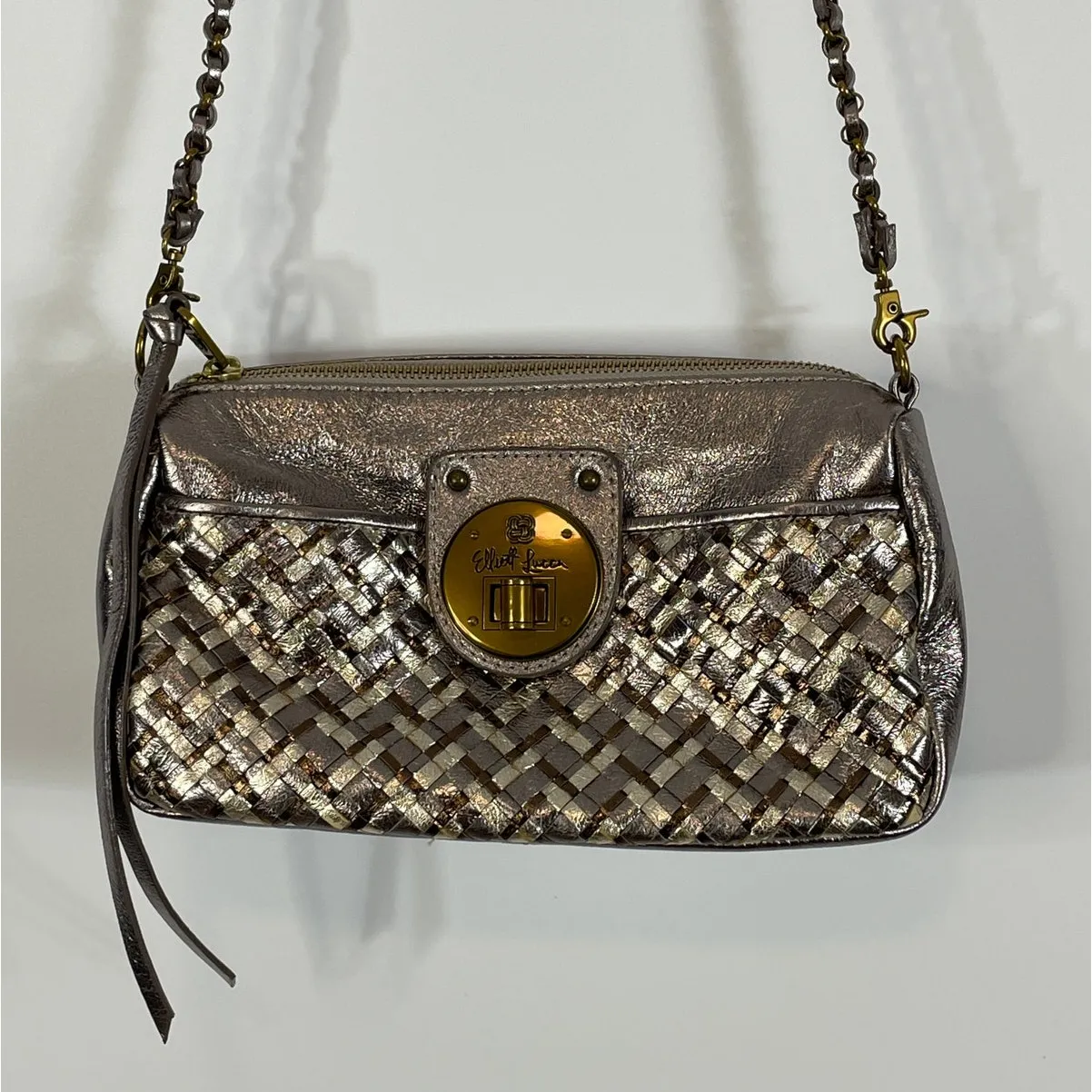 Elliott Lucca Pewter Bronze Woven Metallic Convertible Crossbody Purse - Image 1