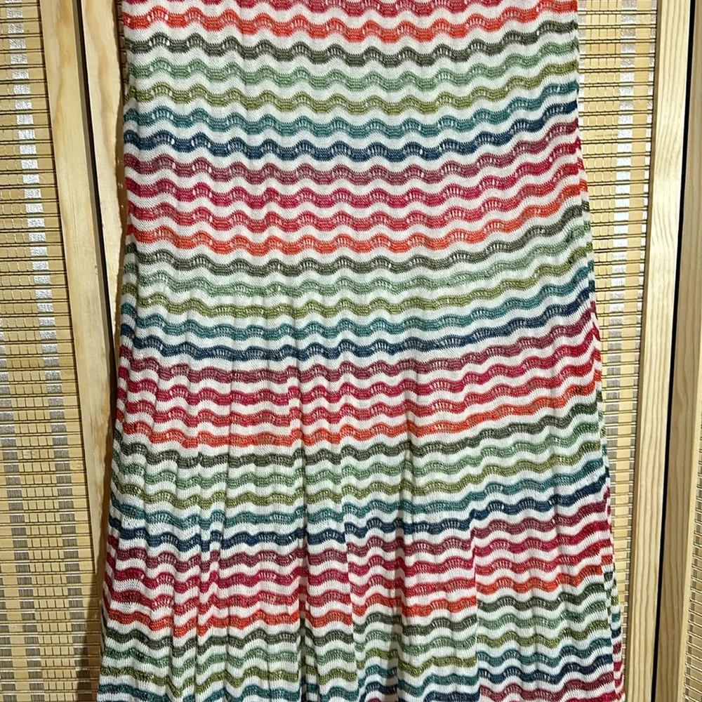 Nic+Zoe Heavy Wavy Striped Double Layered Maxi Skirt Linen Cotton XS - Image 9