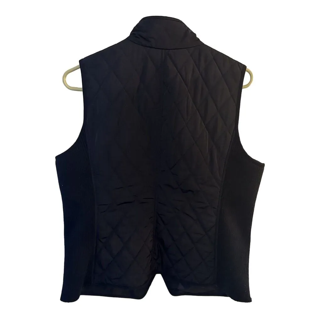 Talbots Vest Navy Blue Quilted Women's Size Small Knit Side Panel Button Close - Image 2