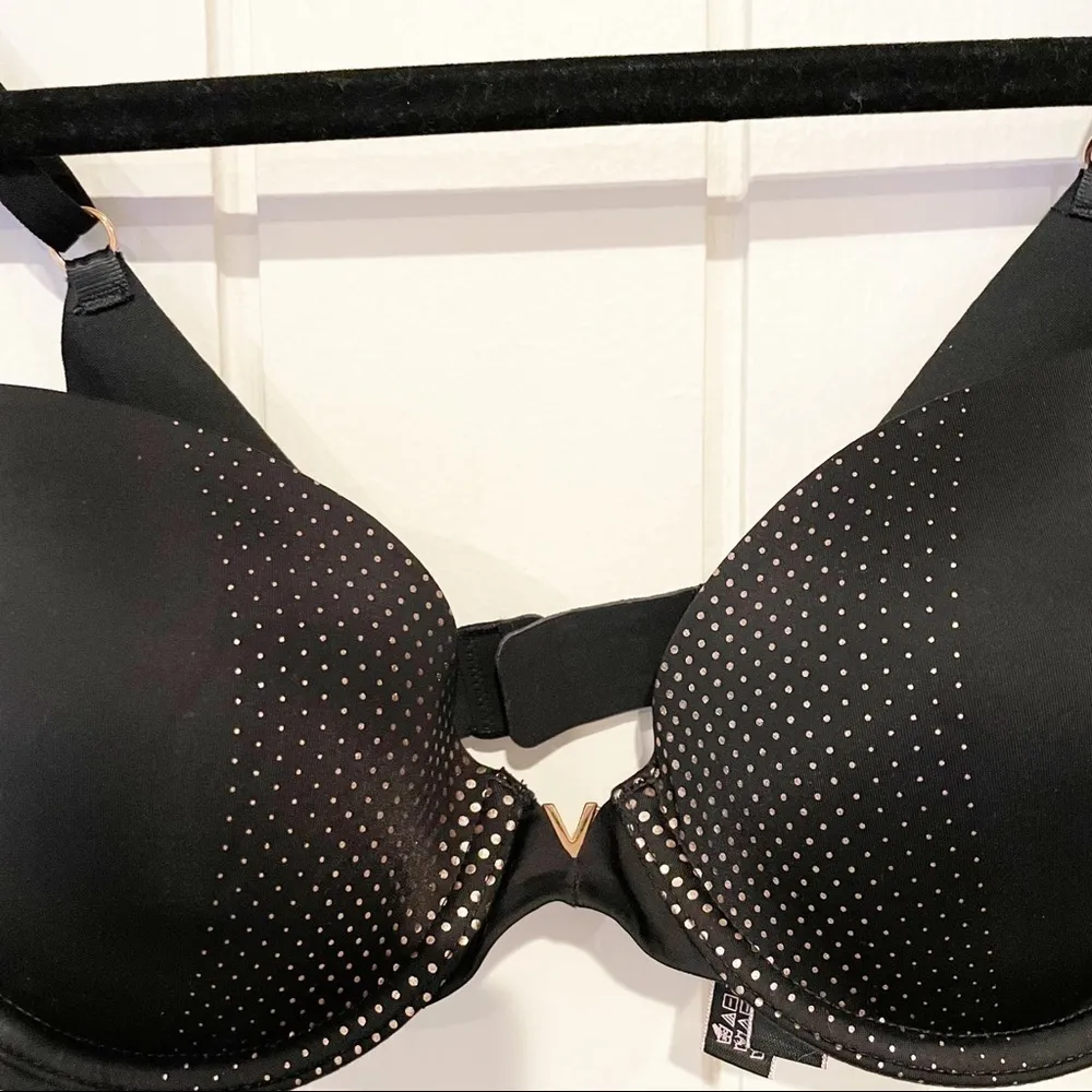 Black and Gold Lined Demi 32C Bra - Image 2