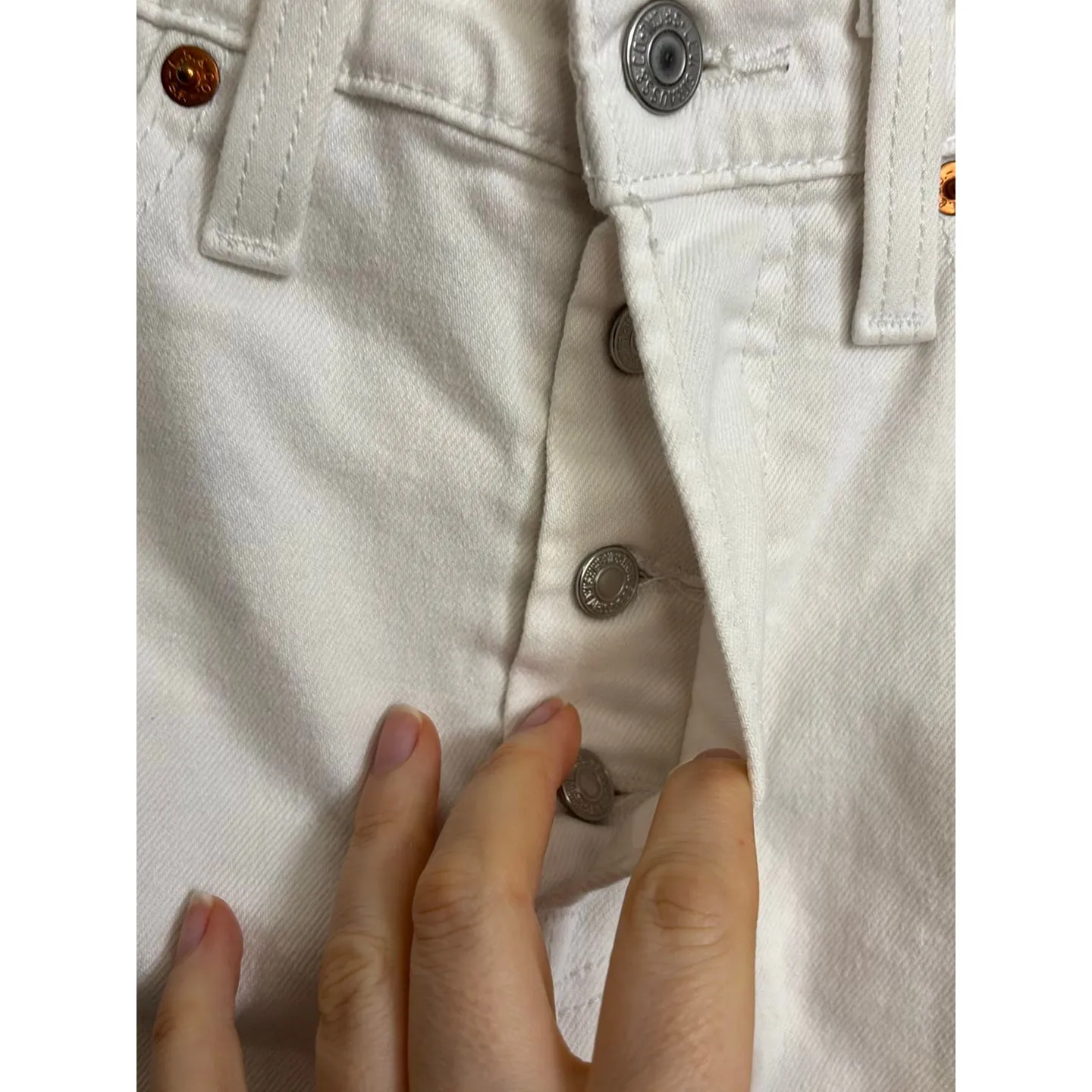 Levi's Jeans Womens 27 White Wedgie Straight High Rise Cropped Button Fly - Image 5