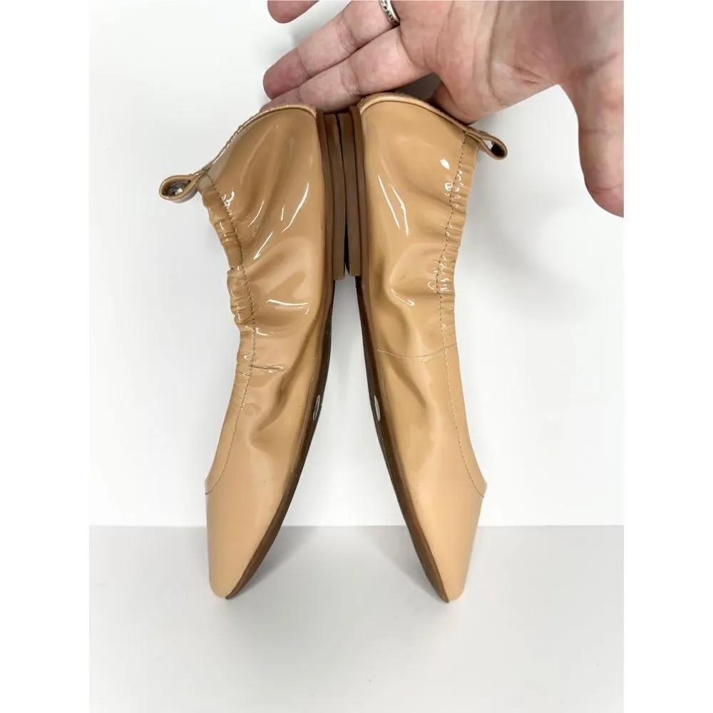 Vince Camuto Flats Womens Size 6 Tan Patent Leather Slip On Ballet Shoes - Image 8