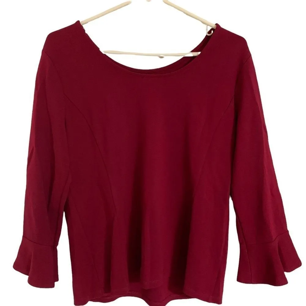 𝅺Talbots Maroon / Burgundy Long‎ Sleeve Tunic - Medium - Image 2