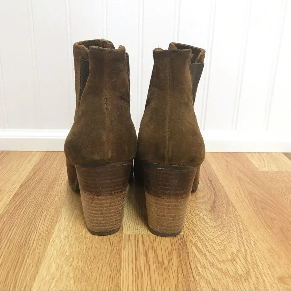 VINCE CAMUTO Brown Suede Chelsea Ankle Boot Bootie Chunky Block Heel Size 6‎ - Image 5
