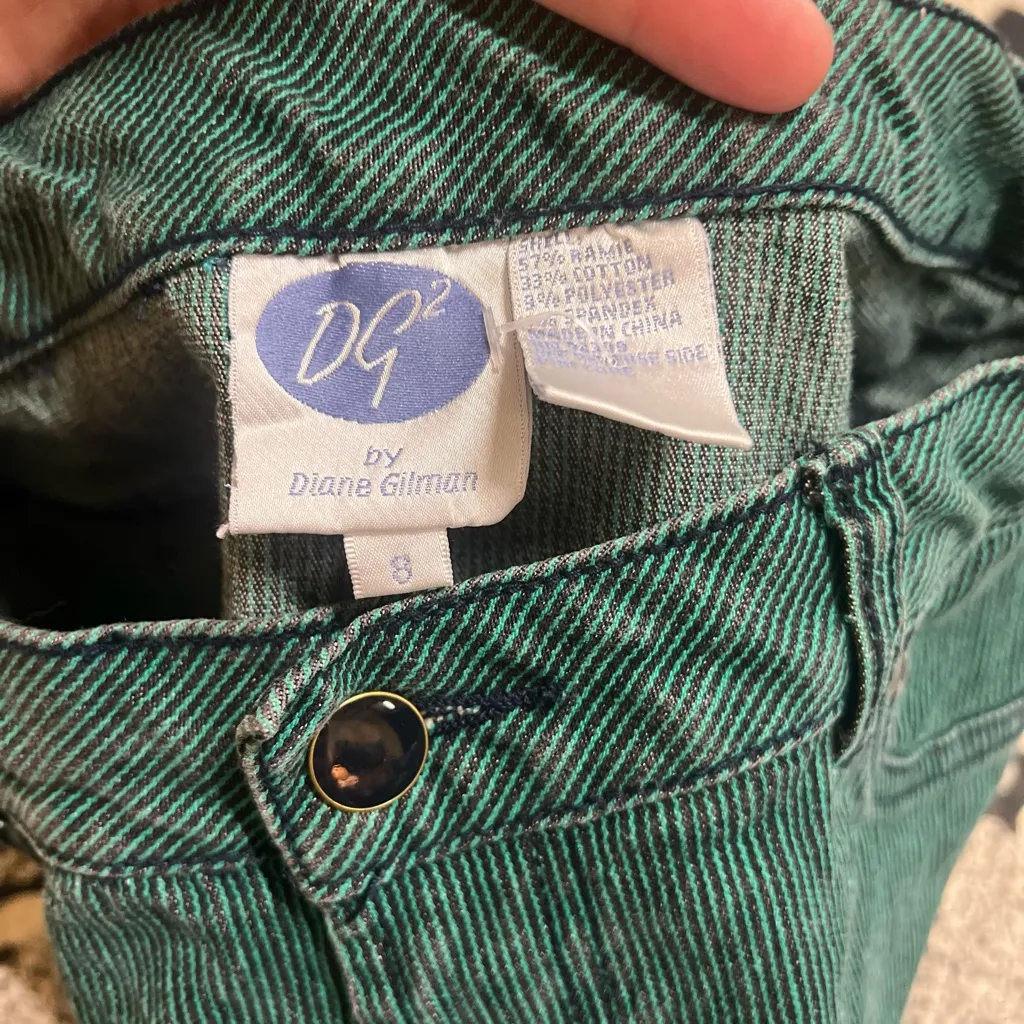 Diane Gilman green striped jeans - Image 3