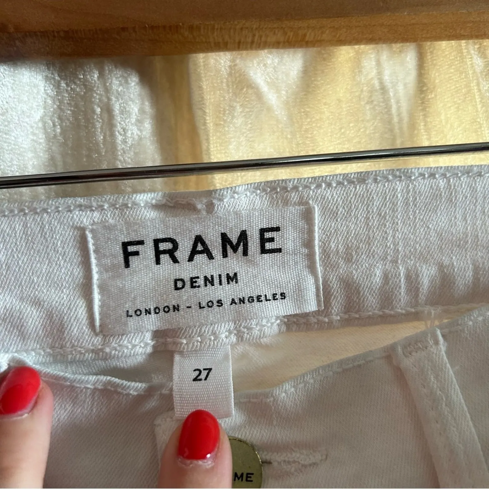 FRAME Le Skinny de Jeanne Skinny Jeans Coastal Grandma Blanc White Denim Size 27 - Image 3