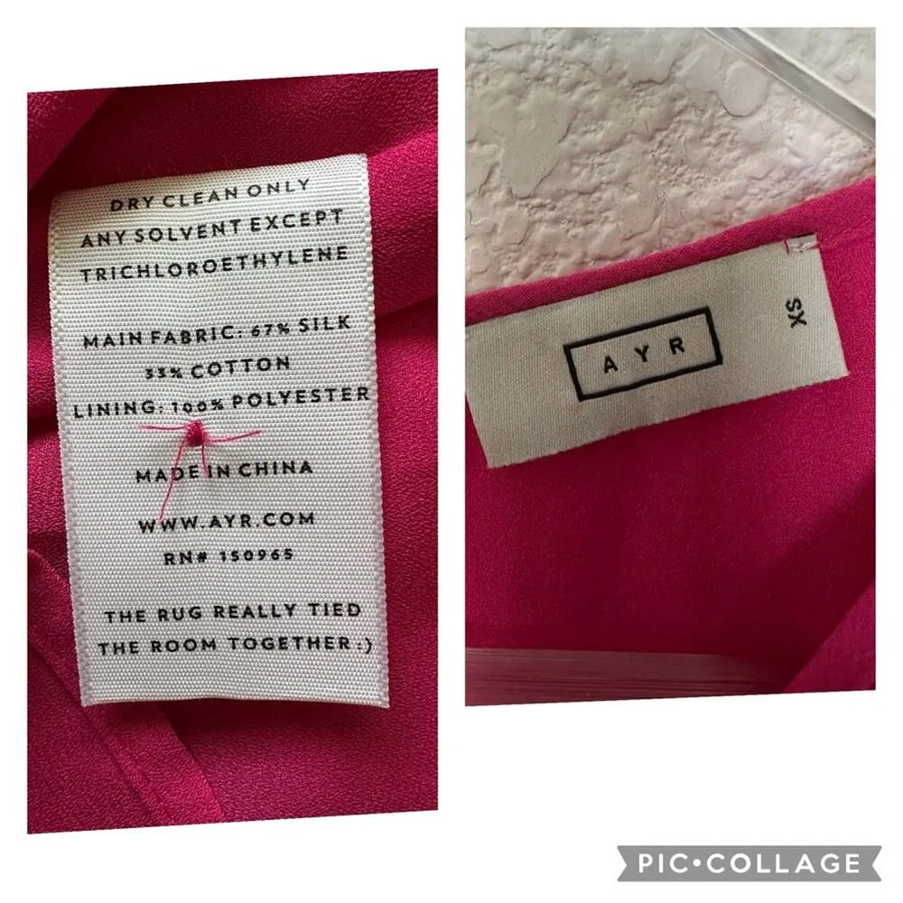 AYR The Something Special Silk Dress Pink Crinkle Flowy Smocked Ruched Sheer XS - Image 13