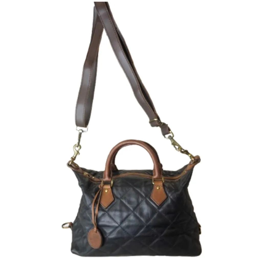 RALPH LAUREN Black Leather Diamond Quilted Doctors Boston Duffle Bag - Image 16