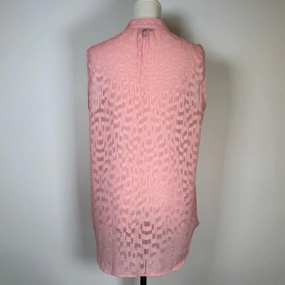 Ann Taylor Sleeveless V-Neck Sheer Pink Blouse Women’s Size Medium - Image 5