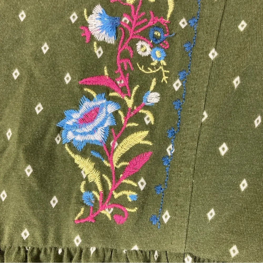 Matilda Jane | Through Generations Green Polka Dot Embroidered Peplum Top XS - Image 3