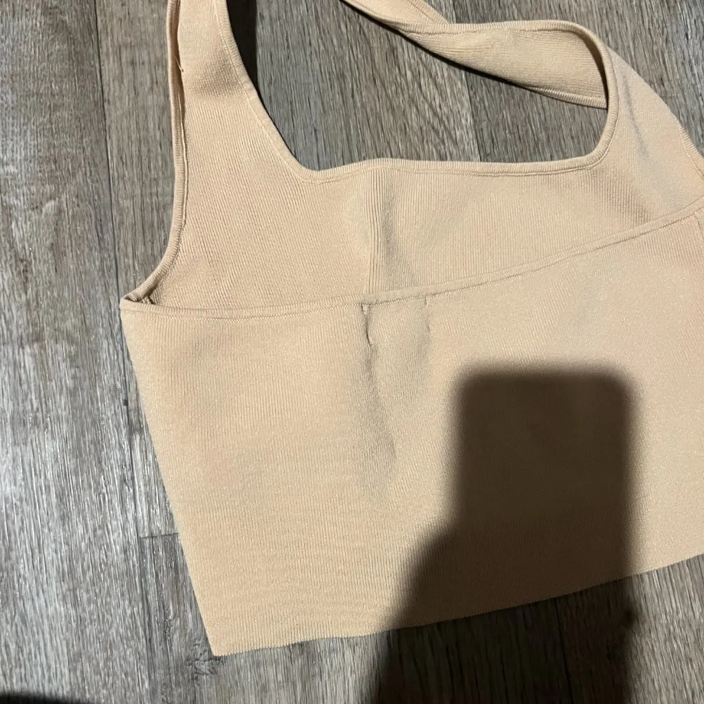 The Drop medium halter top ribbed Tan - Image 6