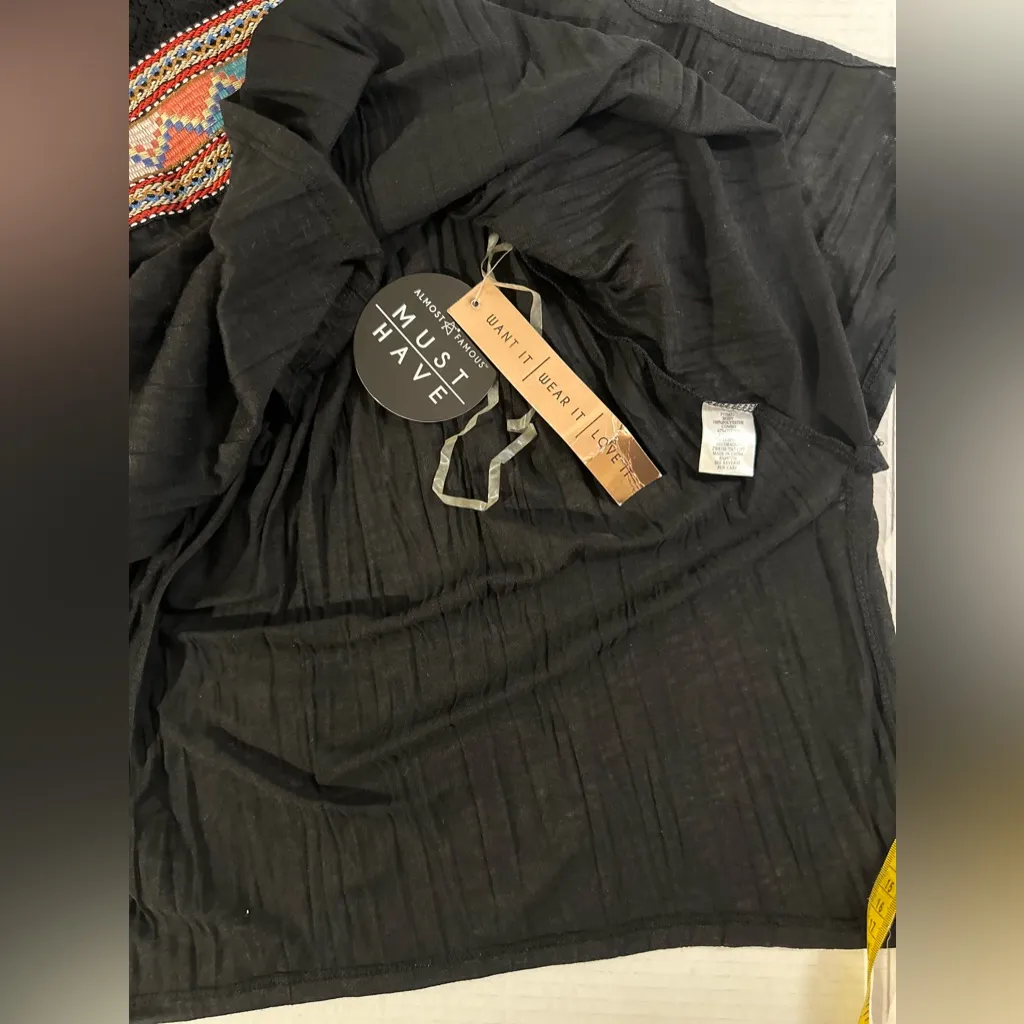 Almost Famous Black Halter Tank Top With Stitched Chest Area Tunic Medium‎ NWT - Image 6