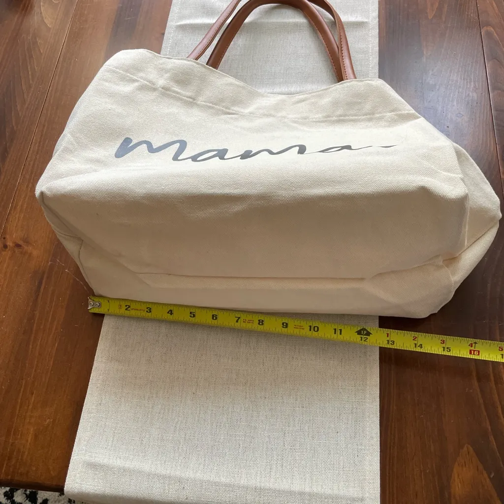Mama Canvas Tote Bag with Brown Handles - Image 4