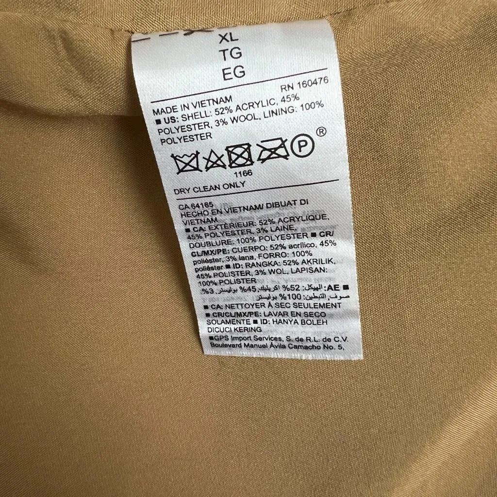 Old Navy Coat Womens XL Tan Soft Brushed Overcoat Classic Trench‎ Winter Neutral - Image 15